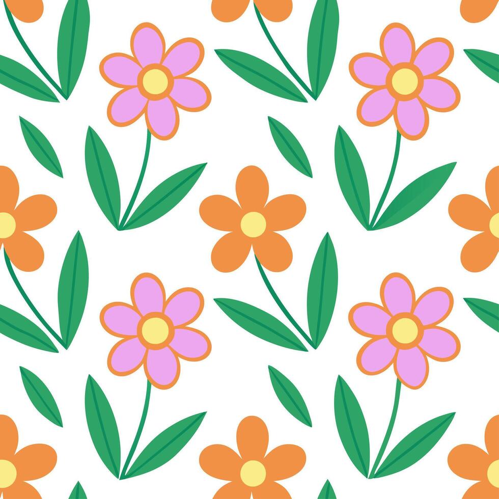 Artistic spring floral seamless pattern with textured details and bright color pops for creative projects vector