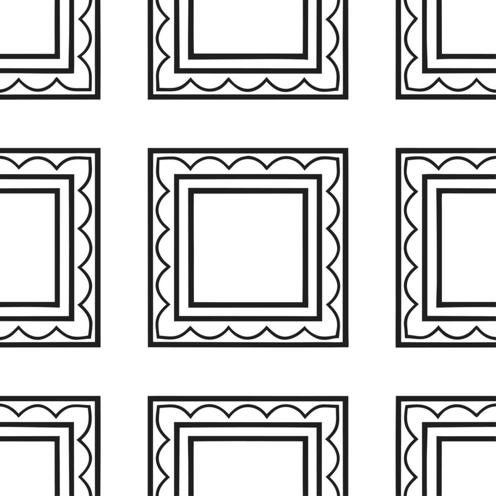 Artisanal handcrafted frame seamless tile pattern with unique textures and bespoke elements vector