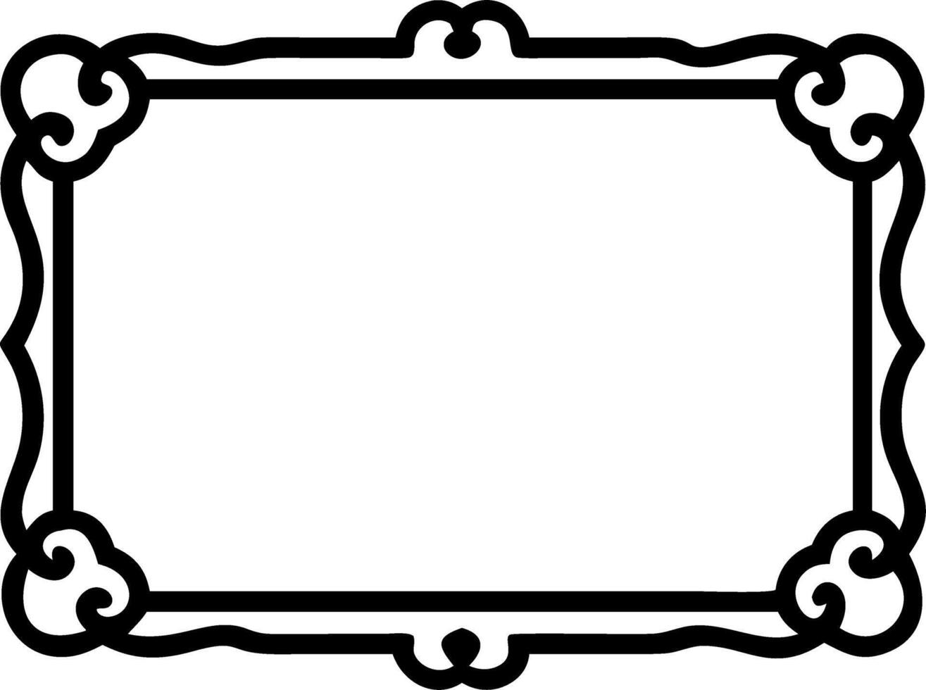 Antique carved gilded frame isolated on white background Vintage golden rectangle frame for photo vector