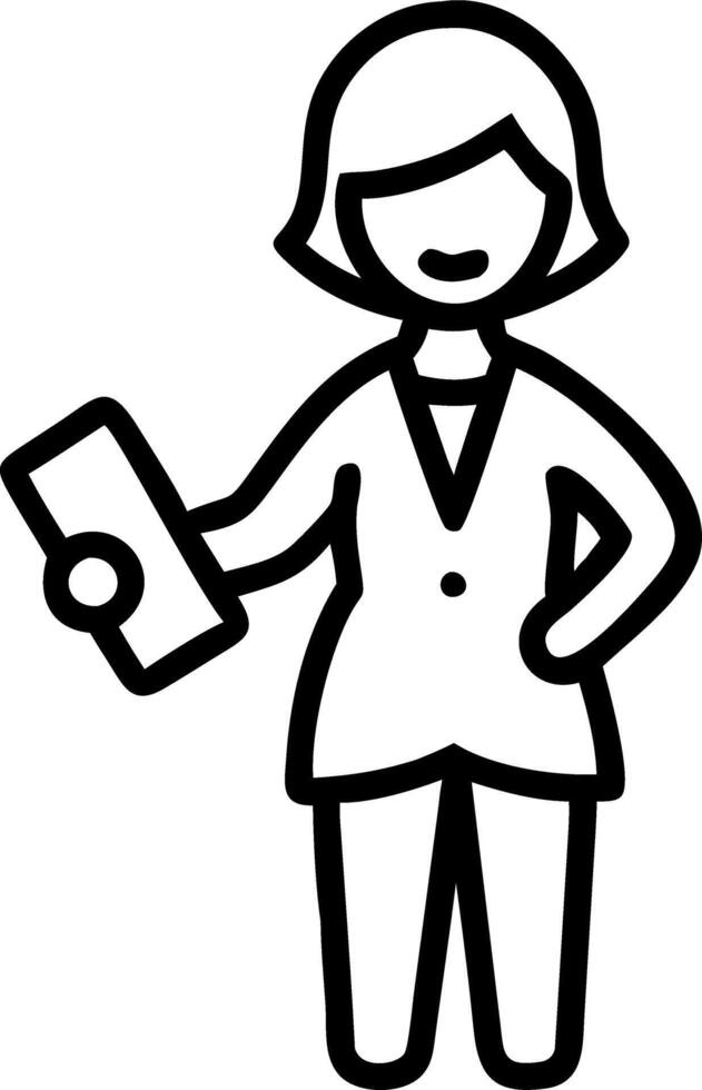 Accomplished businesswoman with digital tablet in hand radiating confidence at workplace She exemplifies midlife leadership prowess vector