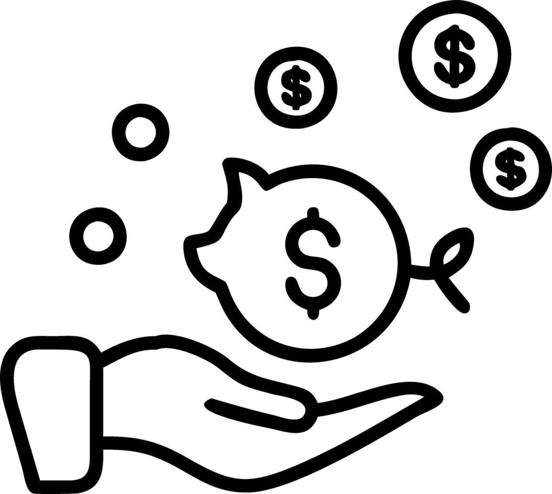 A vibrant piggy bank with holographic coins and dollar icons guided by a hand tracking finance and strategic budgeting efforts vector