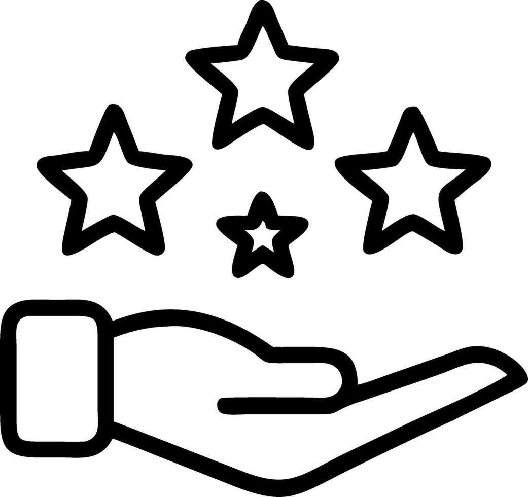 A holographic 5 star system with glowing stars above a hand to symbolize star ratings and quality feedback in business reviews vector