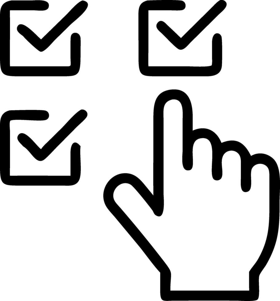 A hand tapping holographic checkmarks and crosses on virtual documents representing document verification in a digital workflow Set 2 vector
