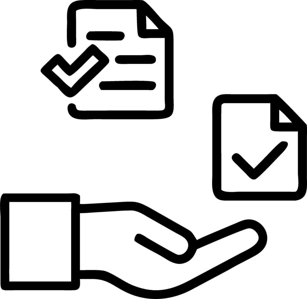 A hand interacts with floating legal documents and approval workflows representing legal documentation and compliance processes Set 3 vector