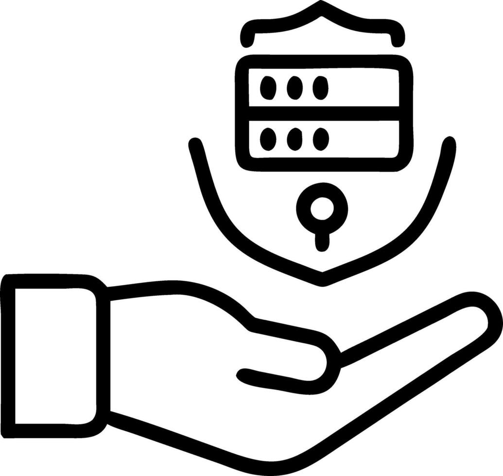 A hand holds a floating shield with padlock icons symbolizing data encryption and secure data protection Set 7 vector