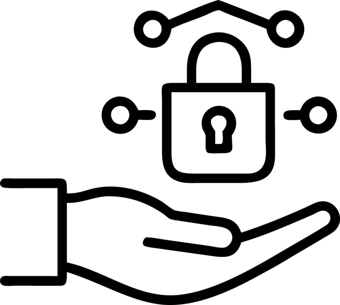 A hand holds a floating shield with padlock icons symbolizing data encryption and secure data protection Set 2 vector