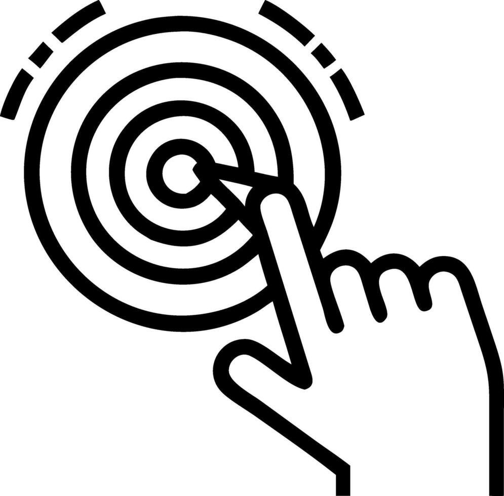 A glowing holographic bullseye being touched by a hand vector