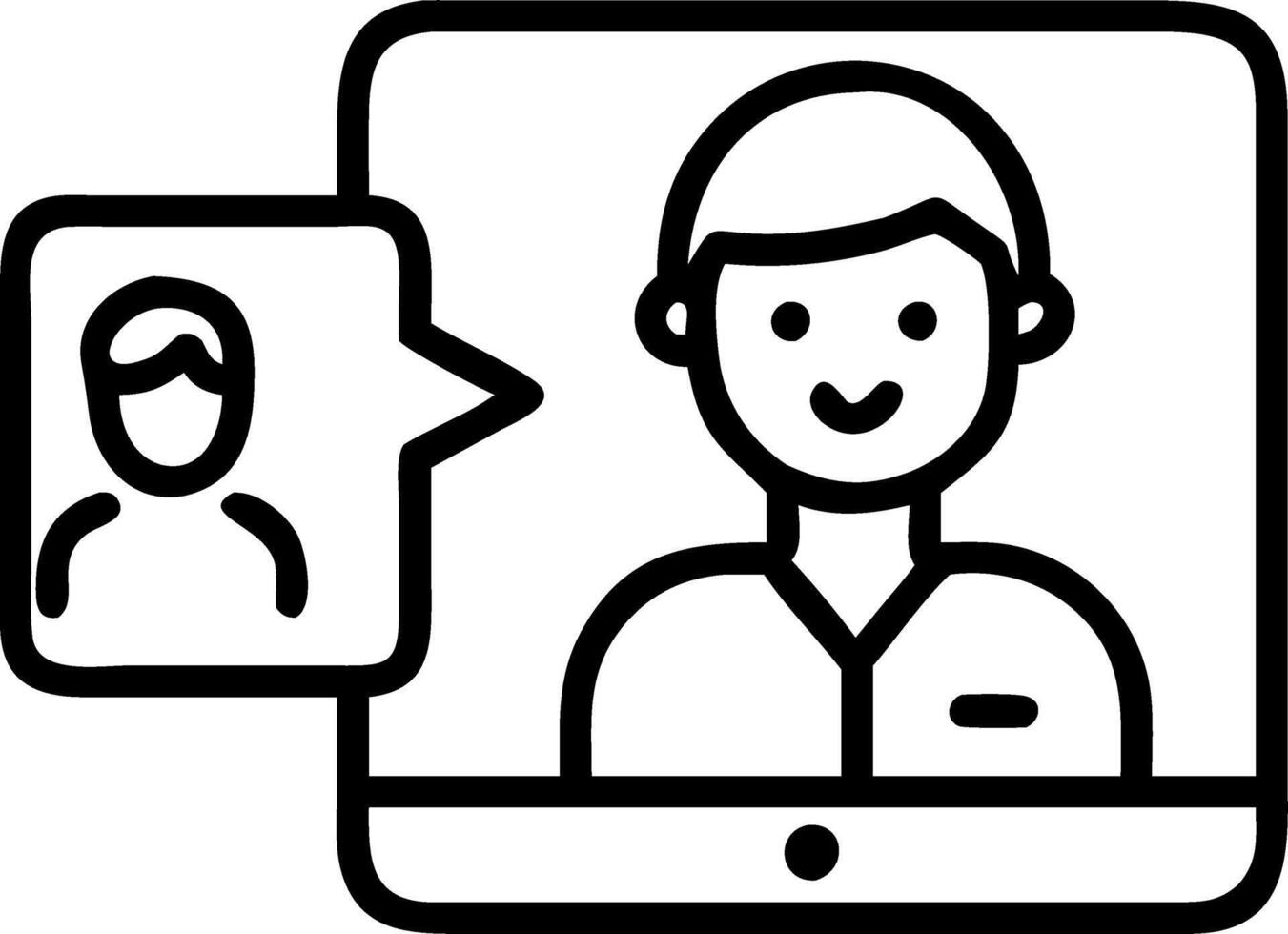 Young Indian Latin bearded businessman conducting videocall meeting from home with black female doctor therapist on tablet illustrating online telemedicine healthcare concept conc vector