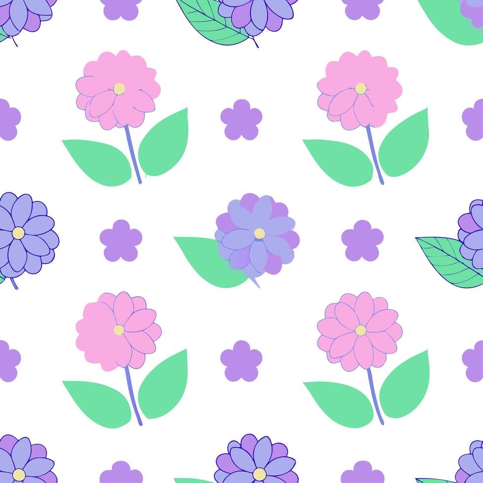 Watercolor inspired spring flower seamless pattern with hydrangeas and azaleas for soft interiors vector