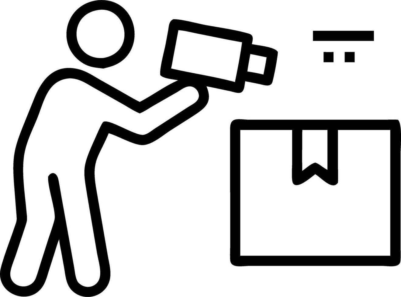 warehouse worker using bar code scanner to scanning box and analyze newly arrived goods for further placement in storage department Working at warehouse vector