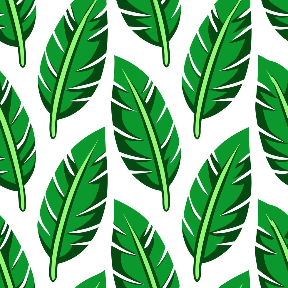 Vibrant summer leaves seamless pattern with banana leaves and tropical greenery for bold summer vibes vector