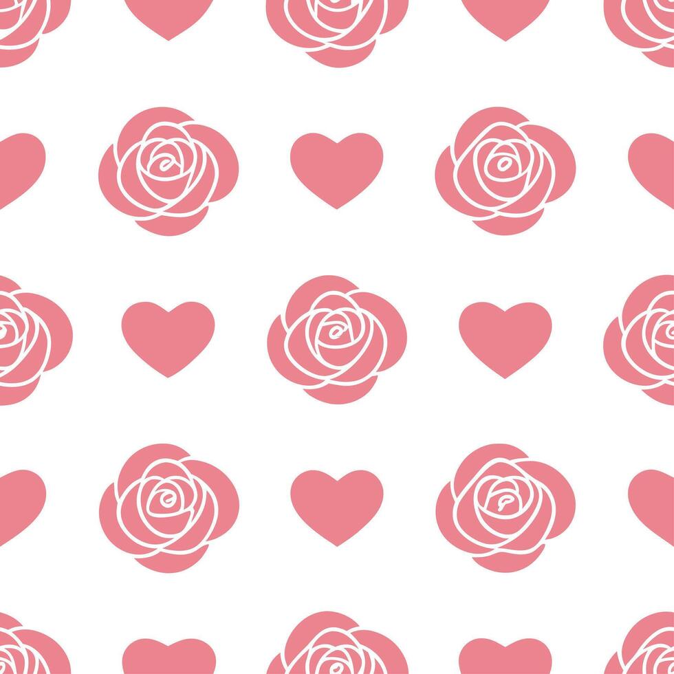 Valentine hearts and roses seamless tile pattern with romantic blooms and soft pink hues for elegant decor Set 4 vector