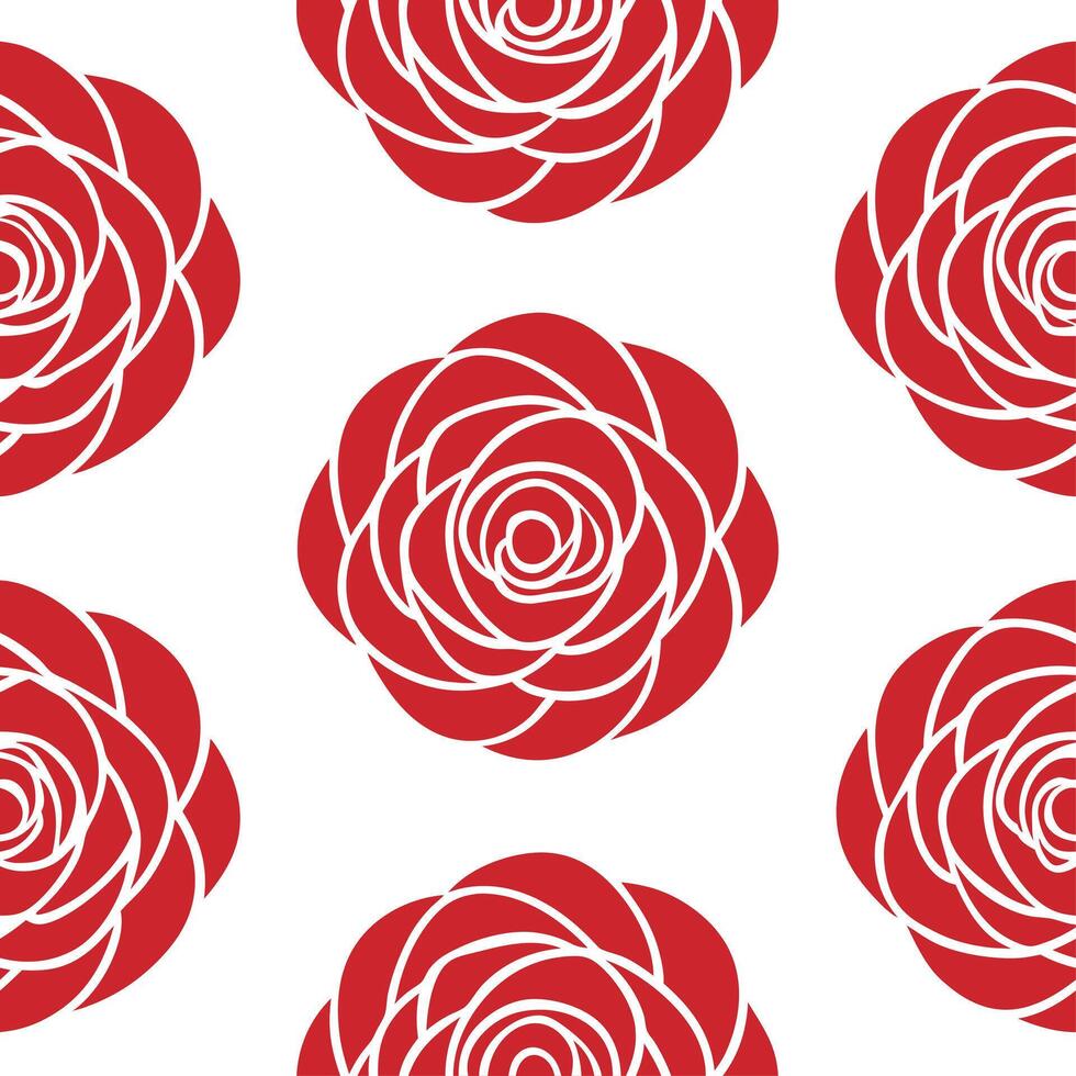 Valentine roses seamless tile pattern with blooming flowers and rich red tones for elegant love themed decor vector
