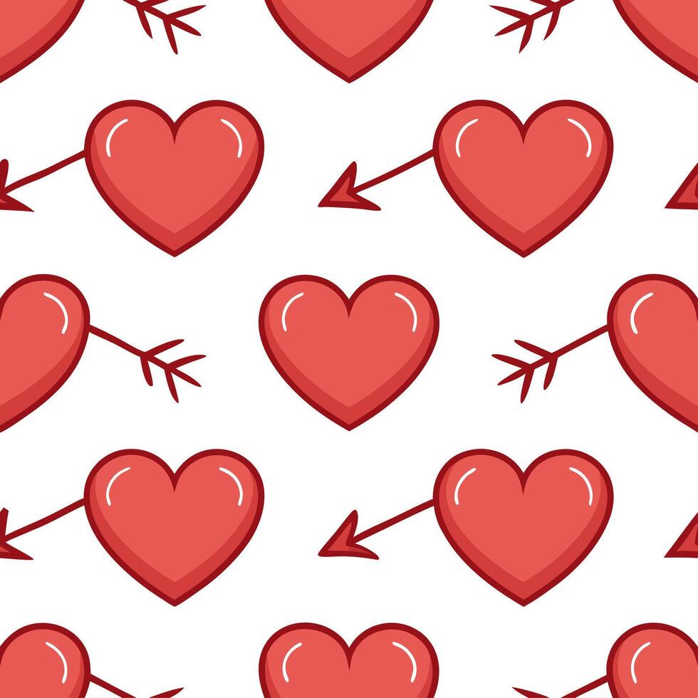 Valentine hearts and cupid arrows seamless tile pattern with romantic symbols and vibrant red tones for elegant decor Set 2 vector