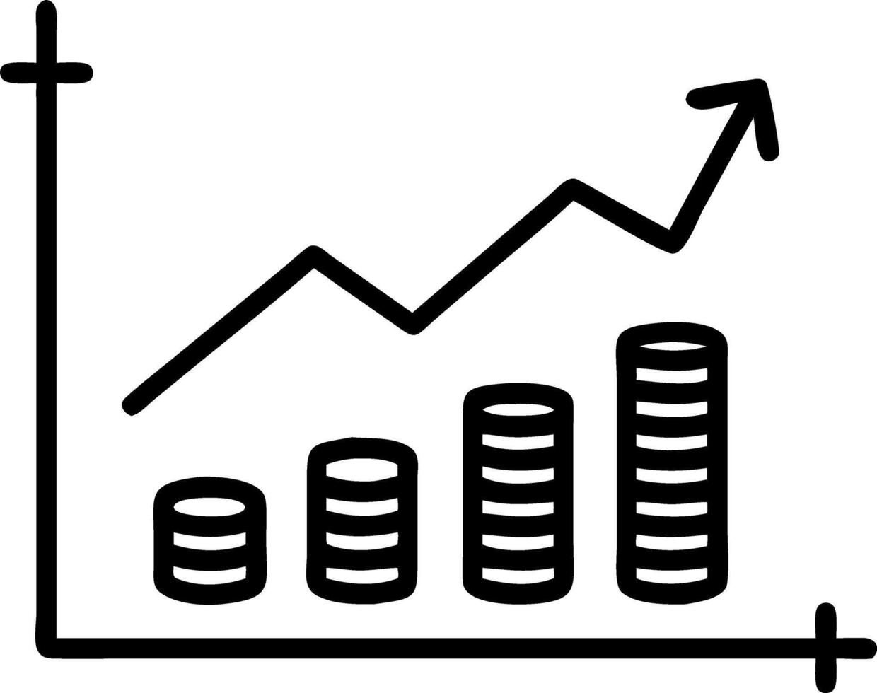Uptrend stacks coins financial stock charts background vector