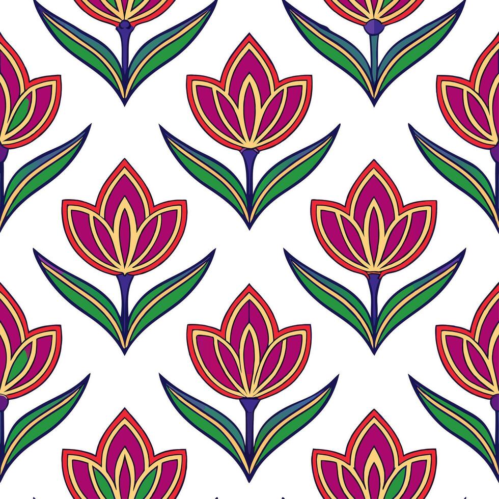 Turkish Tulips and Iznik patterns seamless tile pattern with rich colors and traditional designs for cultural decor vector