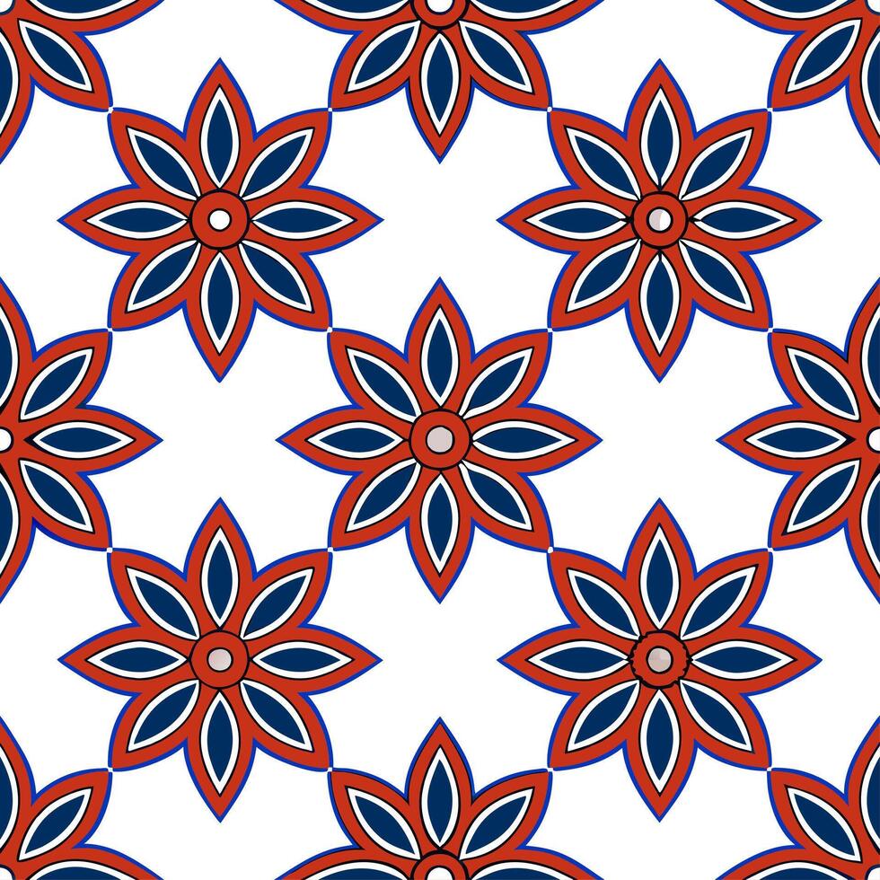 Turkish kilim patterns and vibrant colors seamless tile pattern with rich reds and blues for cultural decor vector