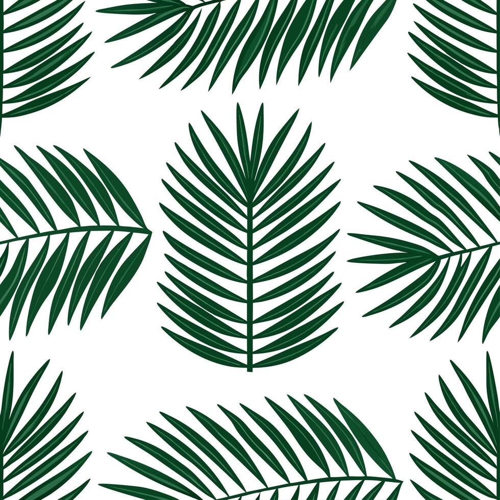 Tropical summer leaves seamless tile pattern with monstera and palm leaves for exotic decor Set 2 vector