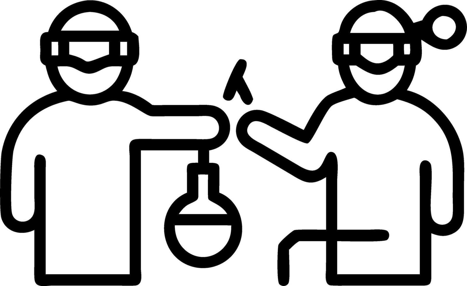 The researchers working chemical laboratory vector