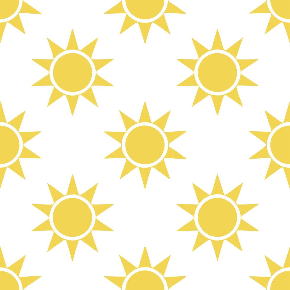 Summer sun seamless tile pattern with sun motifs and light yellow gradients for to fresh cheerful home vector