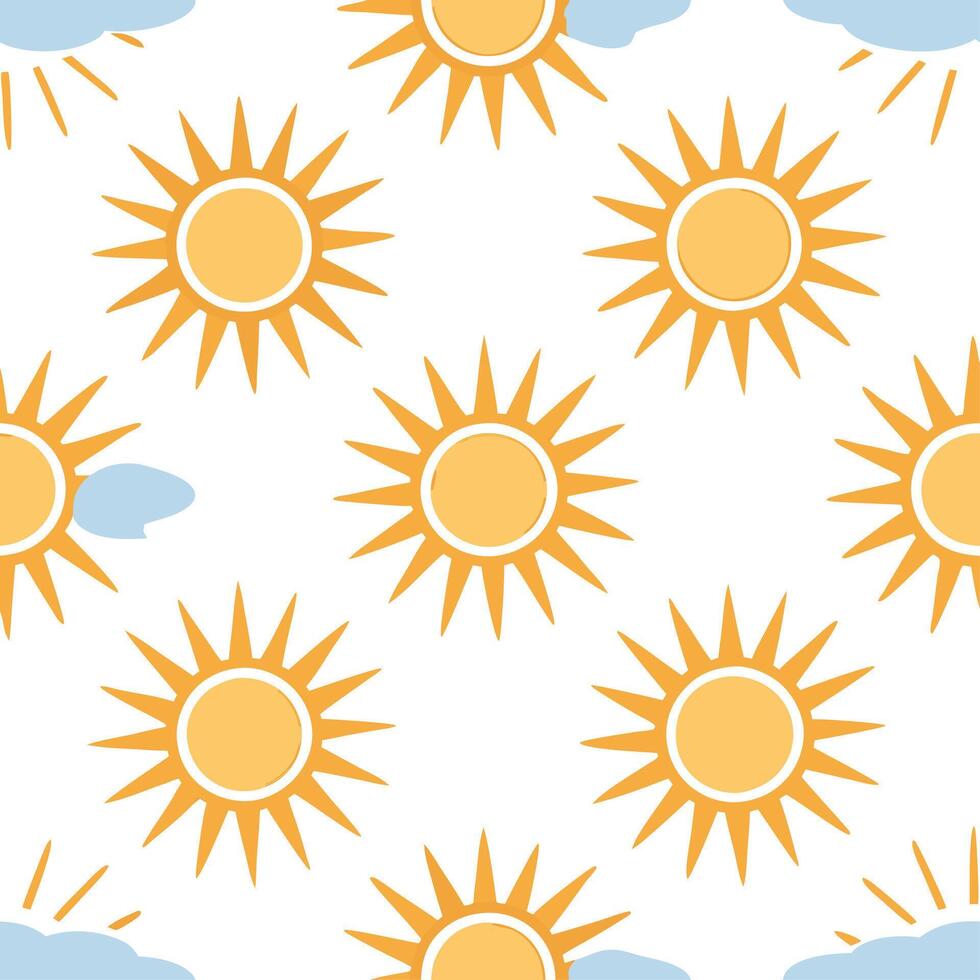 Sunlit summer seamless pattern with sun rays and blue sky accents for an airy open atmosphere vector