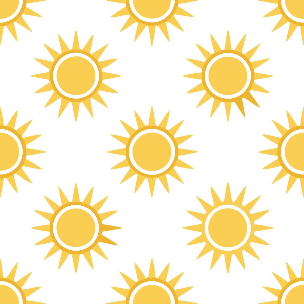 Summer sun seamless tile pattern with bright rays and light yellow tones for lively indoor spaces vector