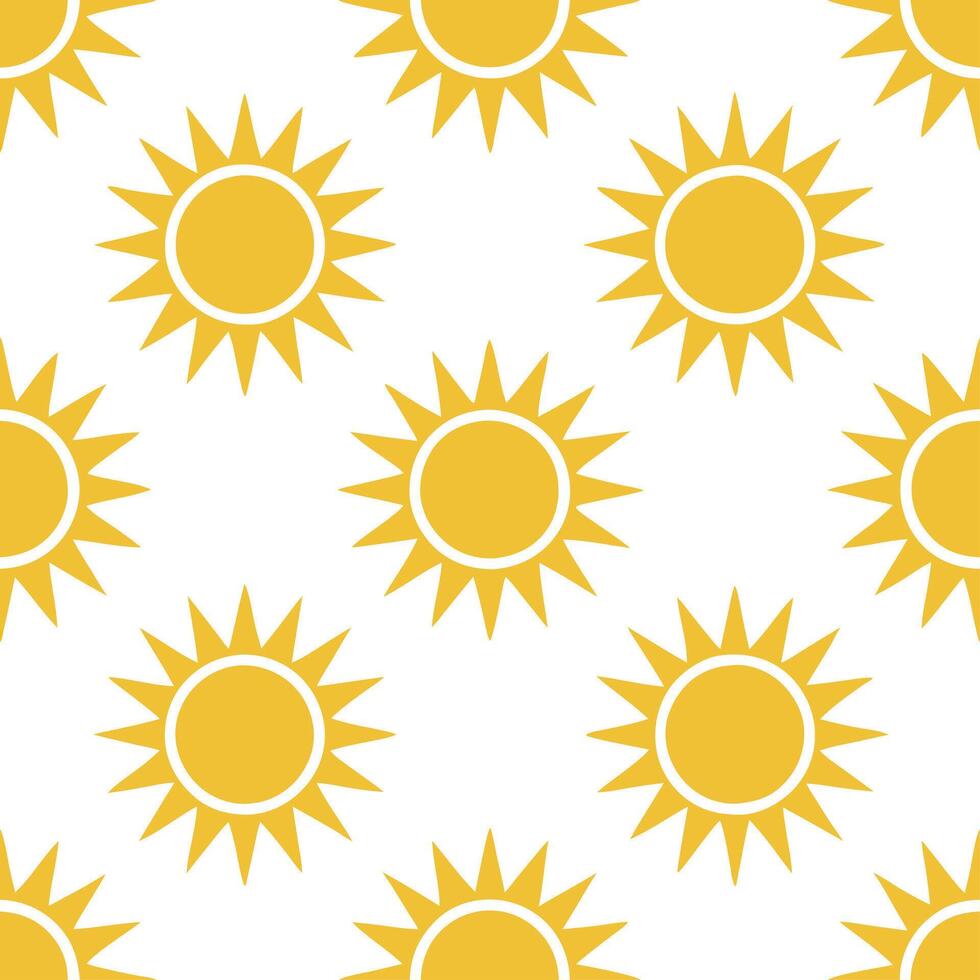 Summer sun seamless tile pattern with radiant sunbursts and warm yellow hues for vibrant spaces vector