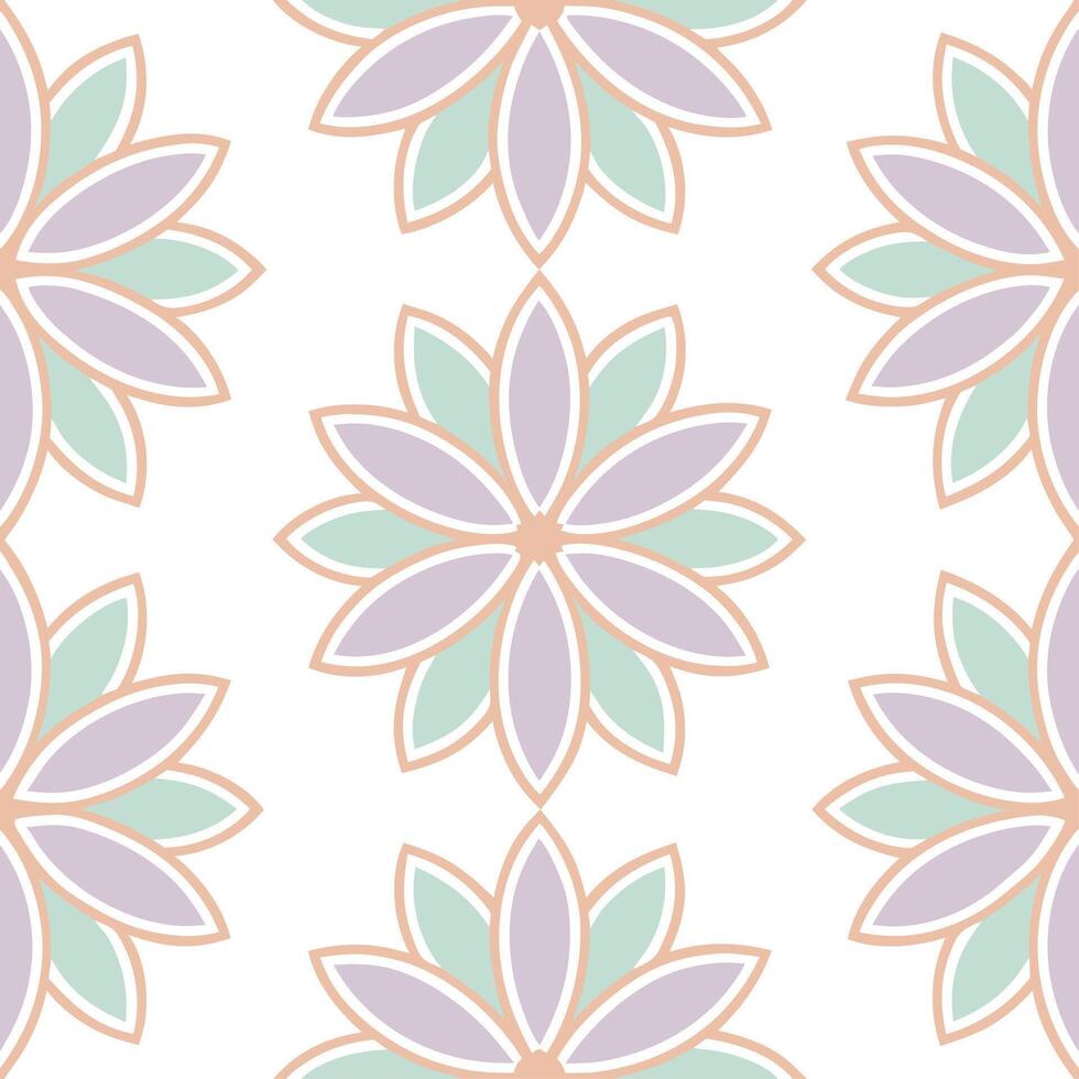 Spring pastel seamless pattern with soft peach lavender and mint colors for to calm balanced feel vector