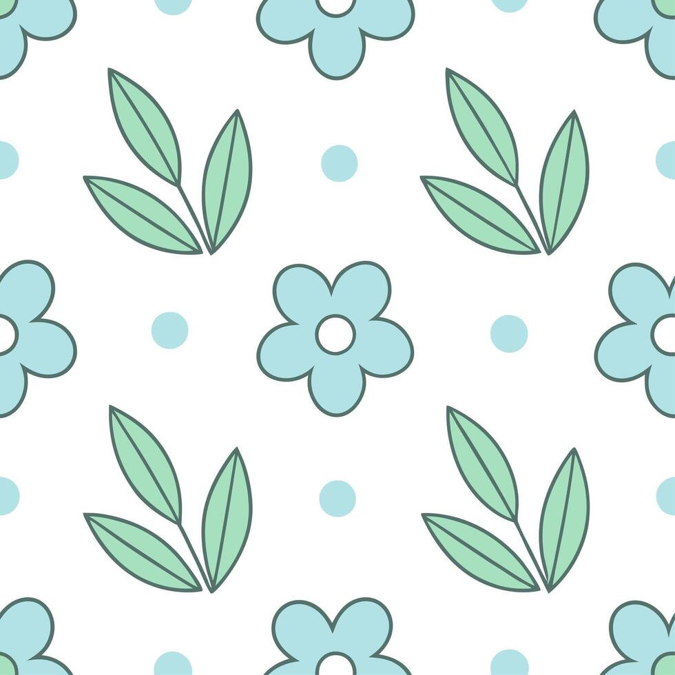 Spring pastel seamless tile pattern with soft blues and greens for to peaceful and natural ambiance vector