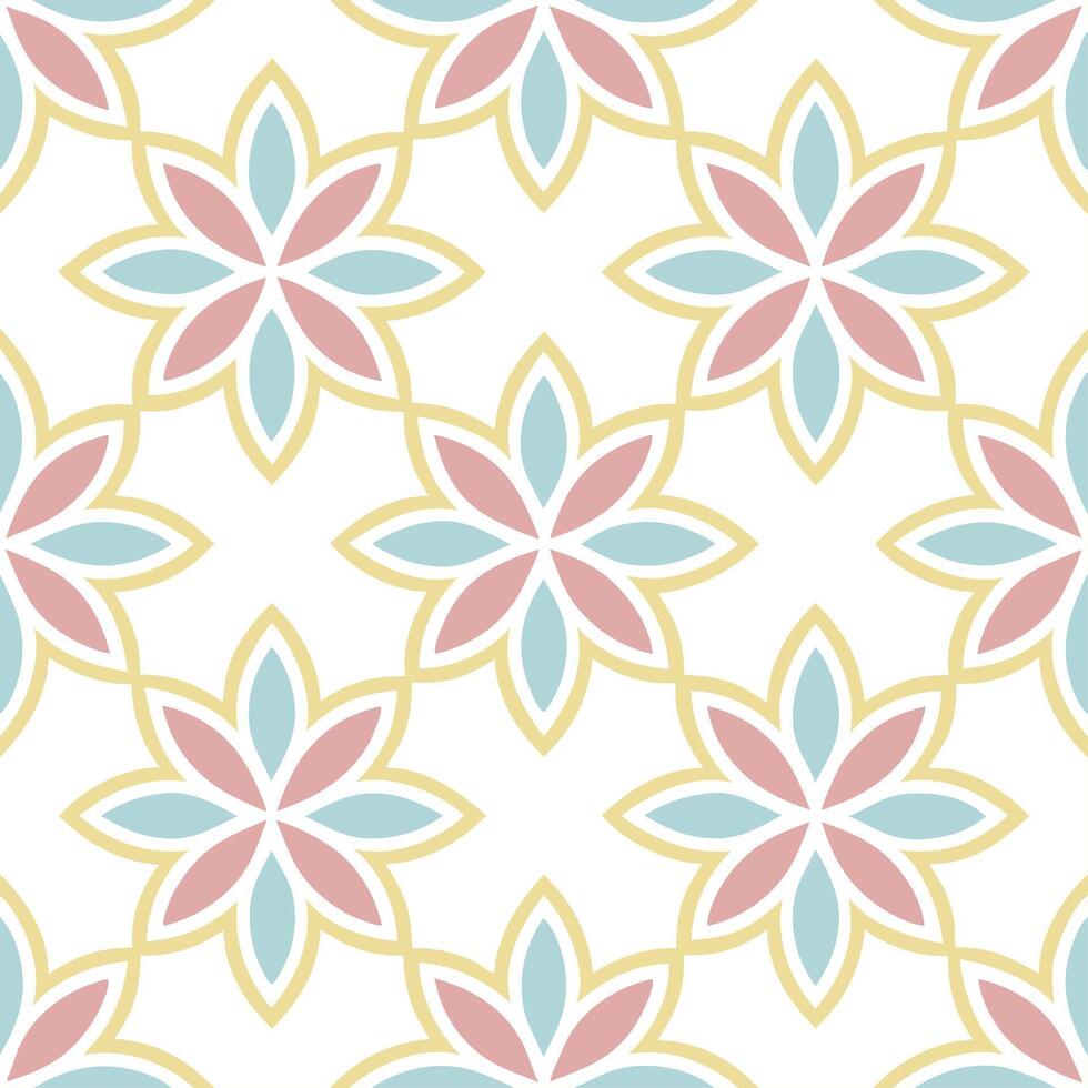 Spring pastel seamless tile pattern featuring soft pinks blues and yellows for calm serene spaces vector