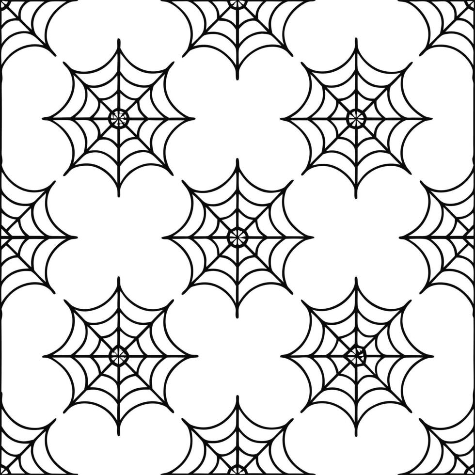 Spiders and webs seamless tile pattern with intricate spider webs and creepy spiders for spooky home decor vector