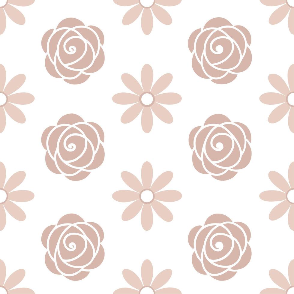 Soft pastel spring flowers seamless pattern with roses and daisies for to delicate home decor Set 2 vector