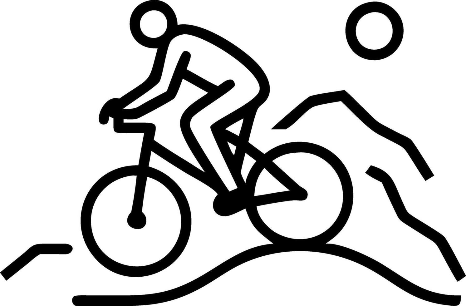 Silhouette of mountain biker riding on rocks at sunset symbolizing adventure outdoor sports and the beauty of nature during golden hour vector