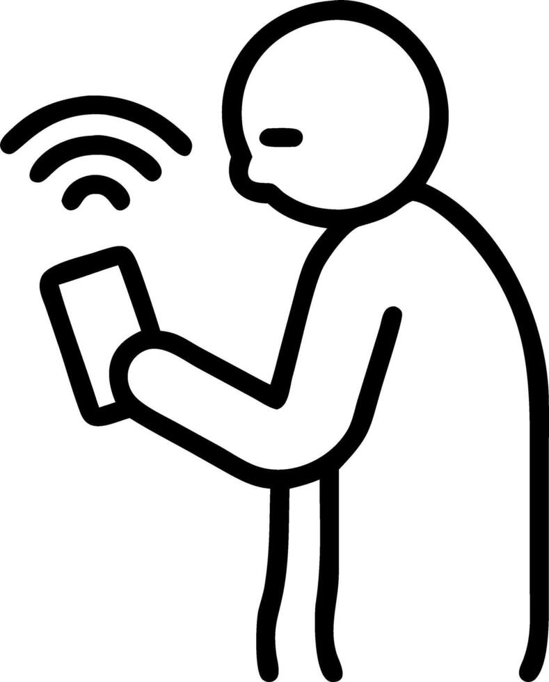 Senior man using smartphone representing technology adoption senior lifestyle and digital connectivity in modern age Set 2 vector