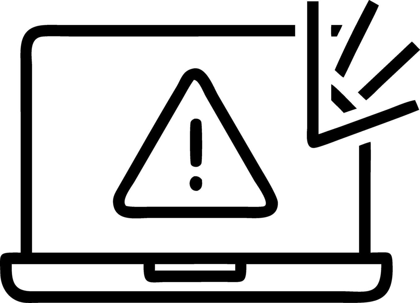 See exclamation alert sign on laptop warns virus data theft urges immediate action protect personal business information from hackers harmful attacks vector