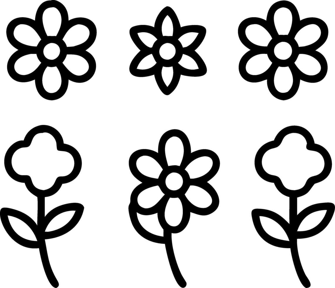 Scandinavian garden flowers seamless tile pattern with simple daisies and tulips in soft green tones for minimalist homes Set 6 vector