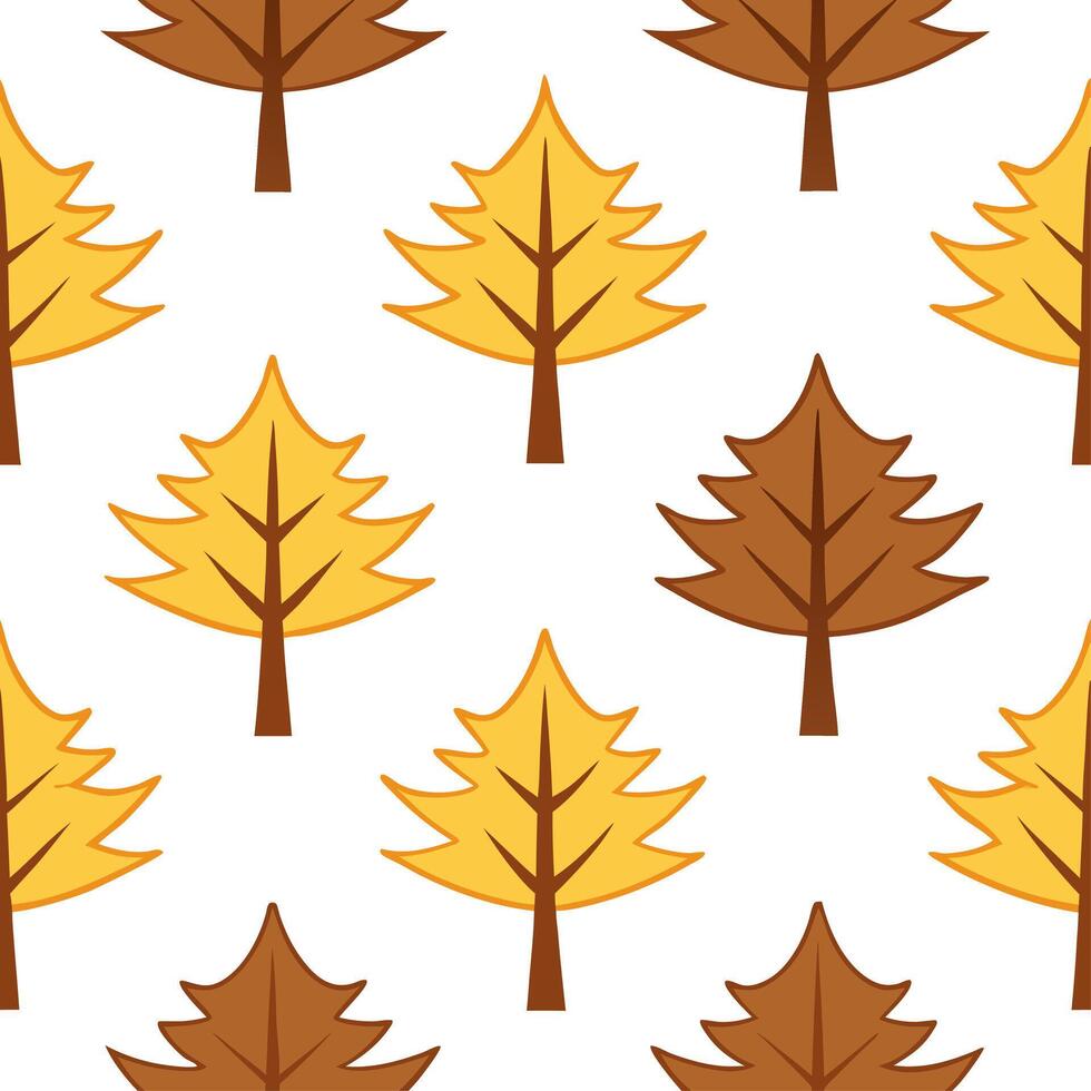 Rustic autumn trees seamless tile pattern with pine and birch for country inspired interiors Set 3 vector