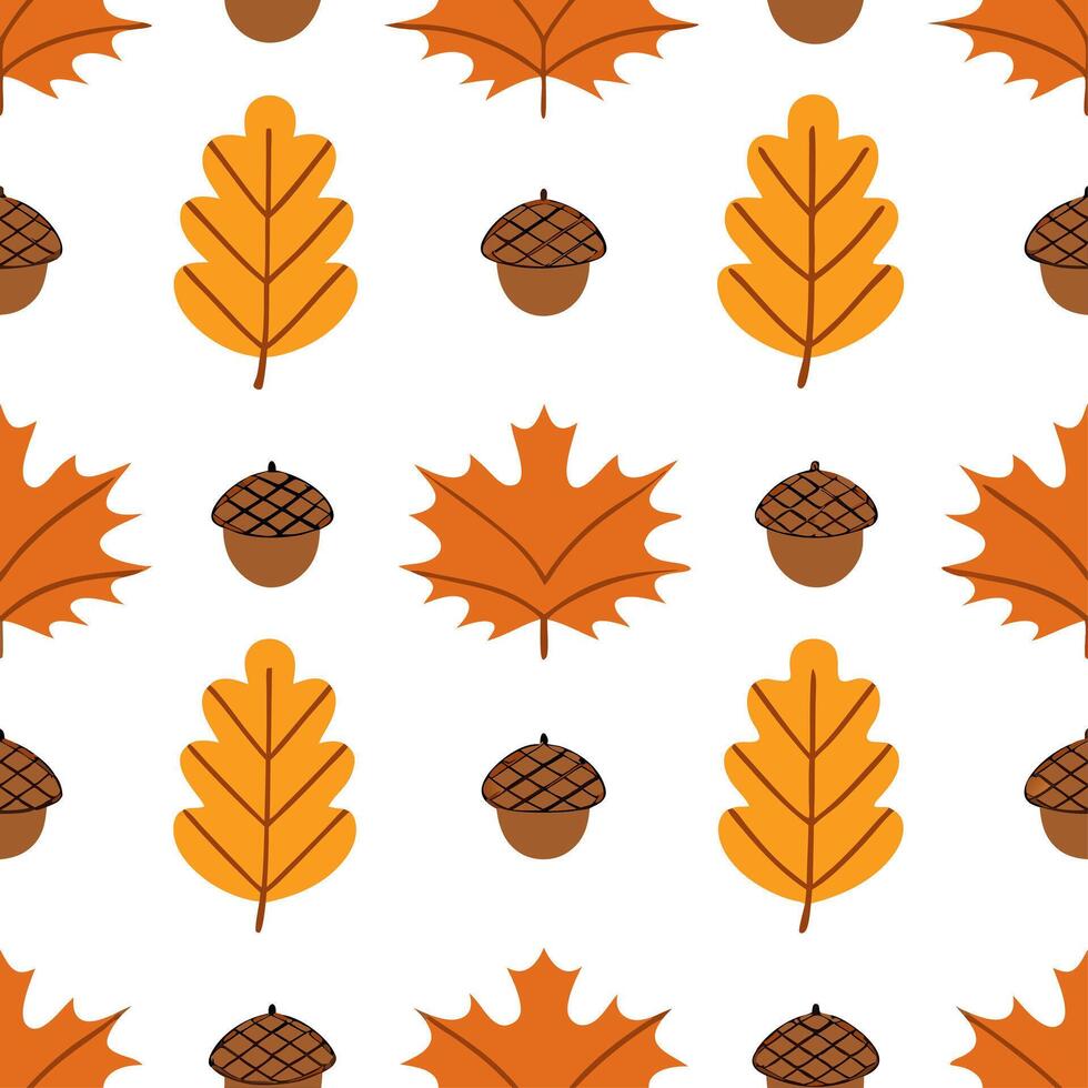 Rustic autumn leaves seamless tile pattern with deep reds oranges and yellows Set 2 vector