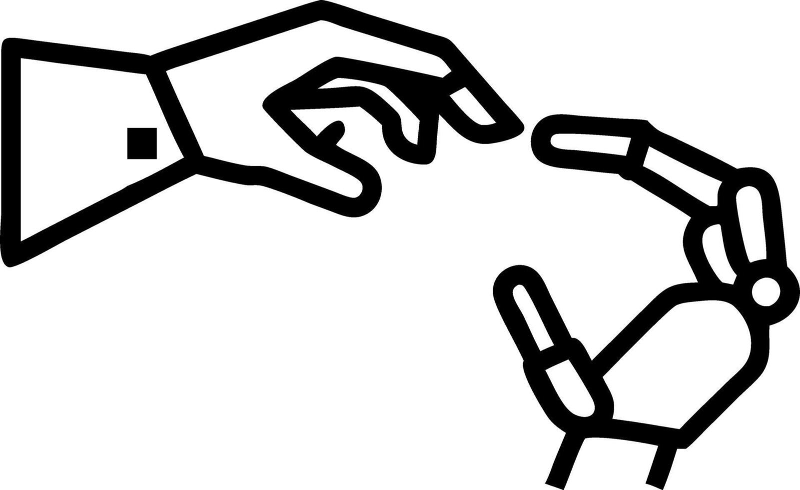 Robot or cyborg arm and human hand touching technological concept with low poly blue polygonal abstract health illustration low poly illustration of starry sky or cosmos con vector