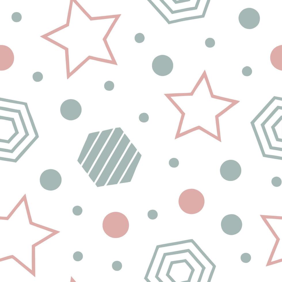 Retro polygon seamless pattern pastel colors on white background suitable for nursery decor Edition vector
