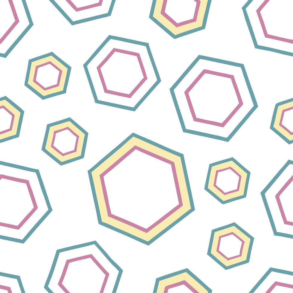 Retro polygon seamless pattern bold pastel colors on white background suitable for vibrant designs Edition vector