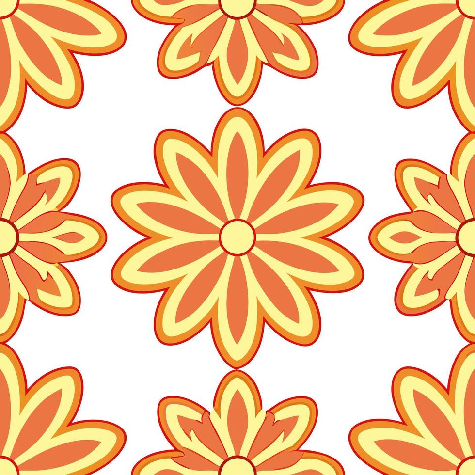 Retro floral seamless pattern with vibrant hues for dynamic spaces vector
