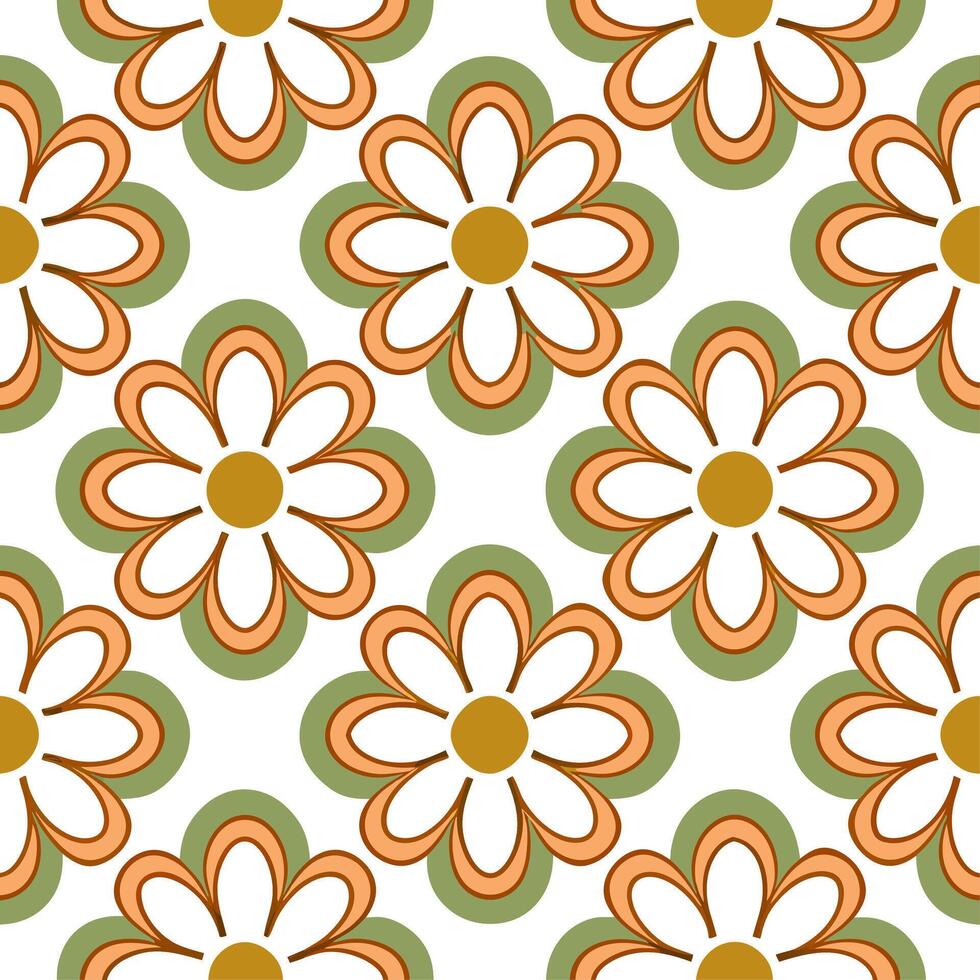 Retro floral seamless pattern with asymmetric design for eclectic spaces vector
