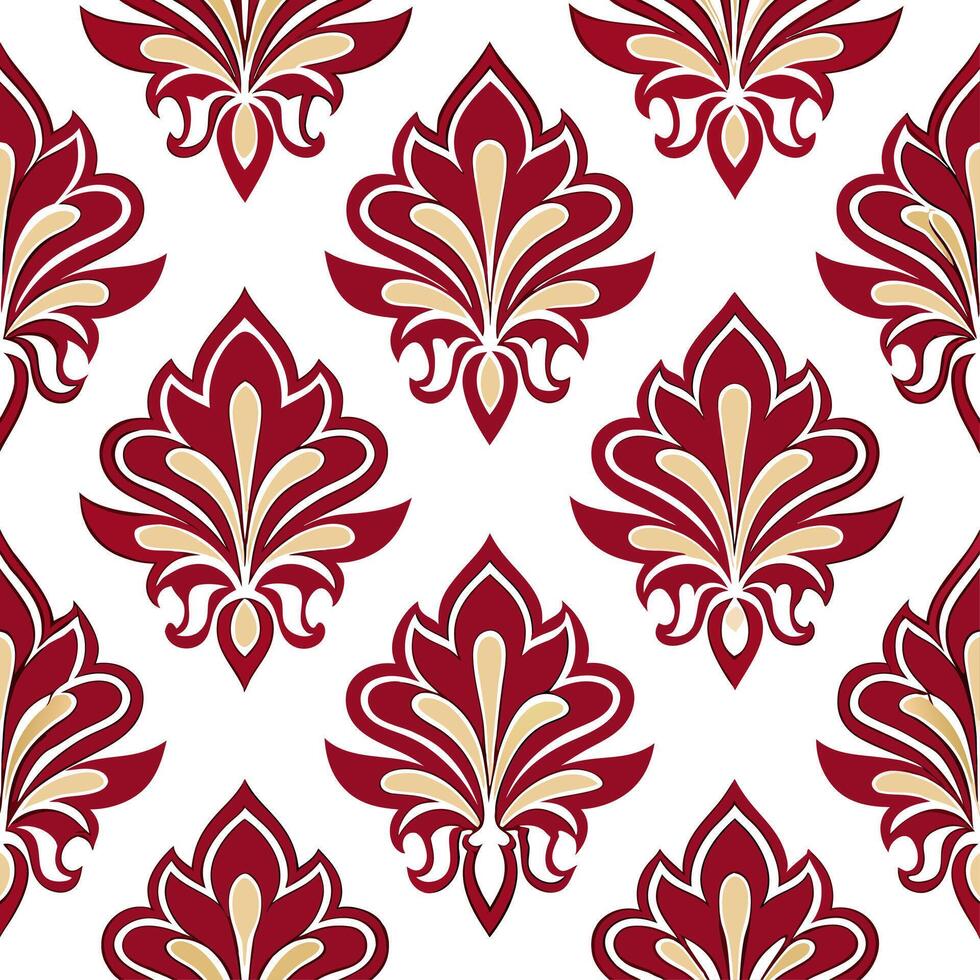 Retro damask seamless tile pattern with rich colors for elegant spaces vector
