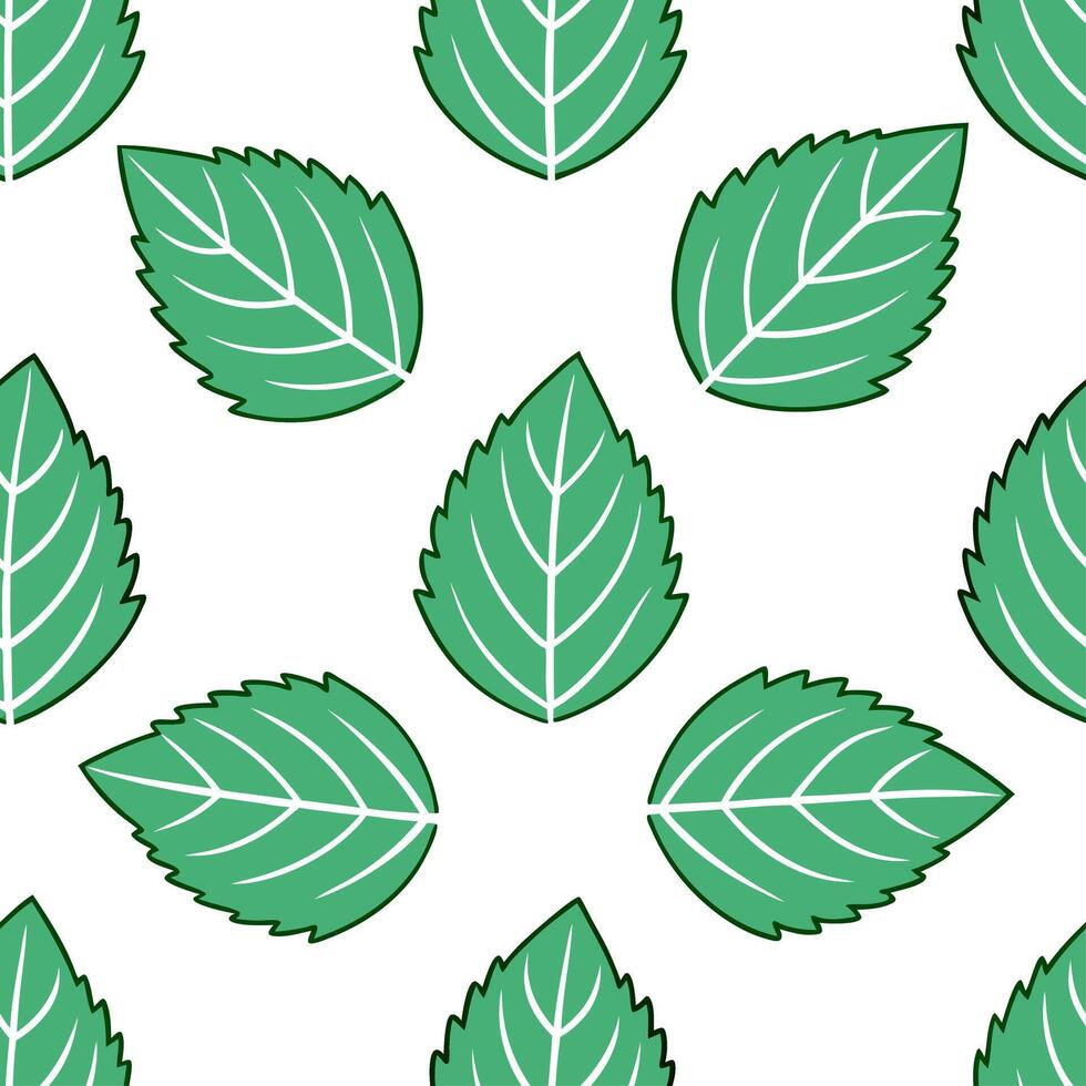 Refreshing summer leaves seamless tile pattern with mint and ivy for to clean fresh feel vector