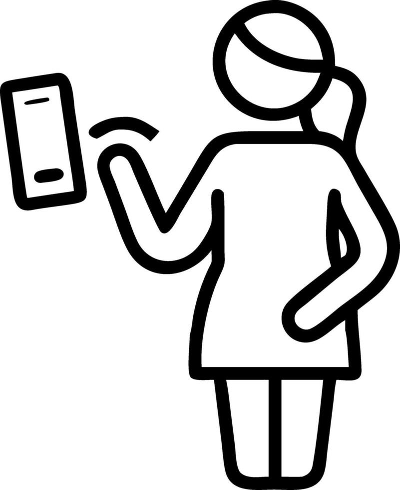 Professional black woman using smartphone in modern office vector
