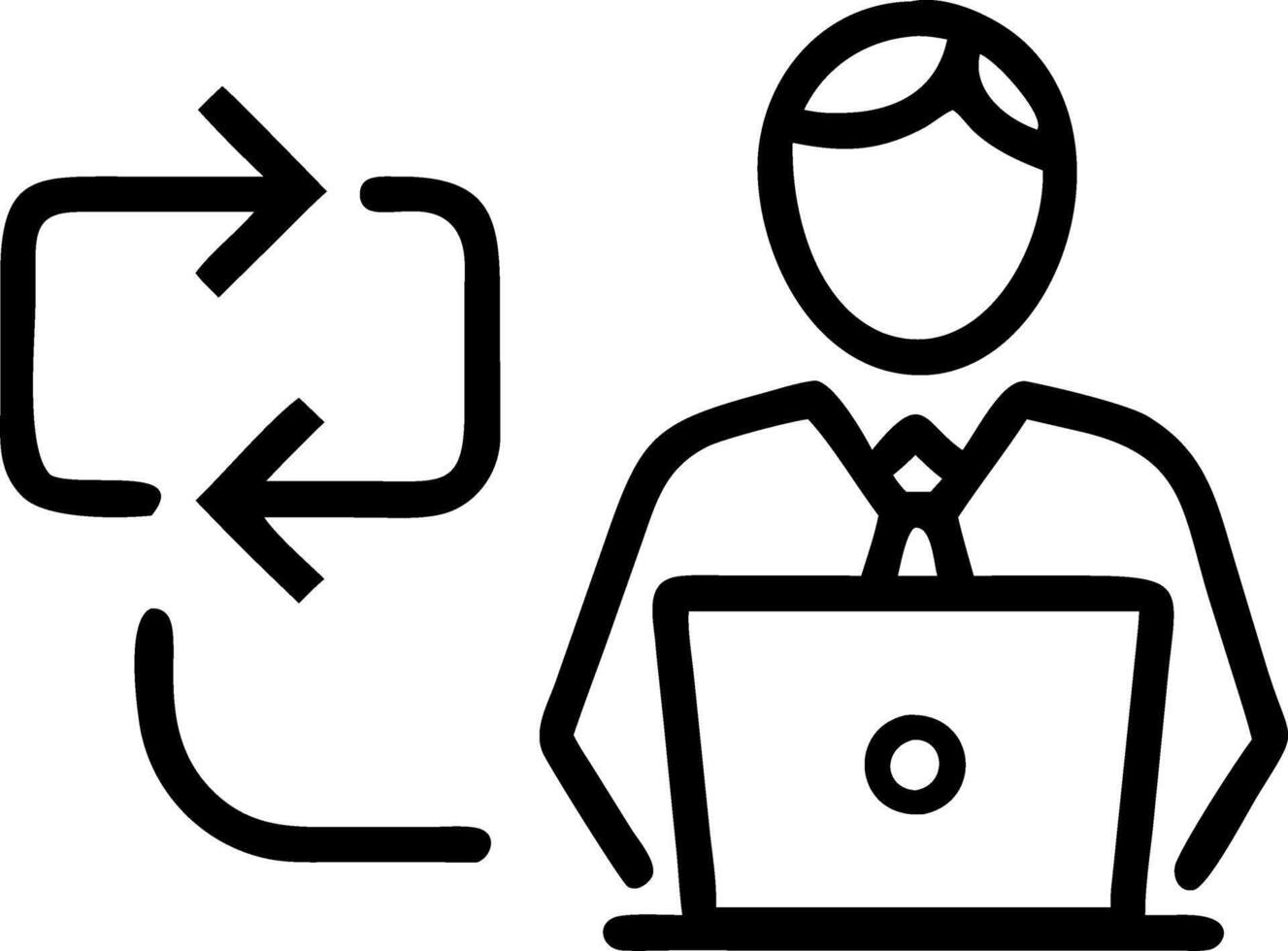 Procurement management businessman on laptop coordinating supply chain ensures logistics efficiency fosters budget control brand reliability consistent service vector