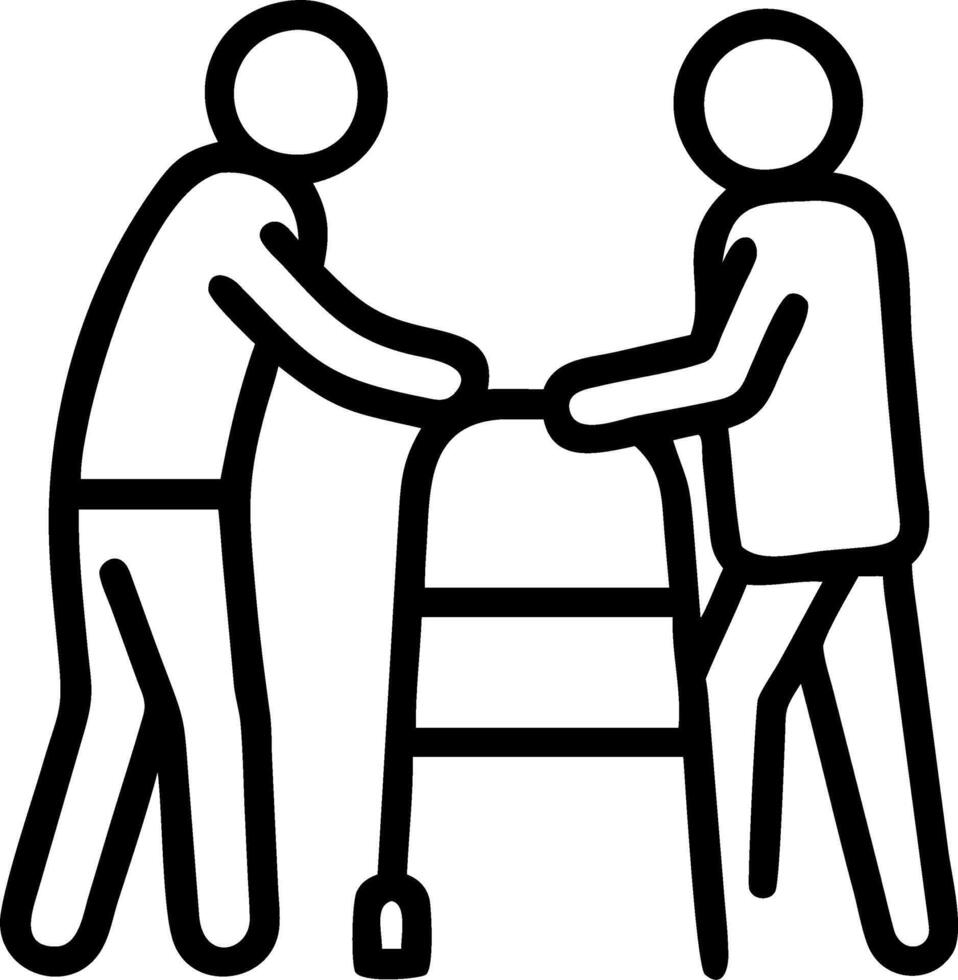 Portrait of Asian nurse assisting old man father figure with walker equipment bedroom senior home caregiver helps mobility support vector