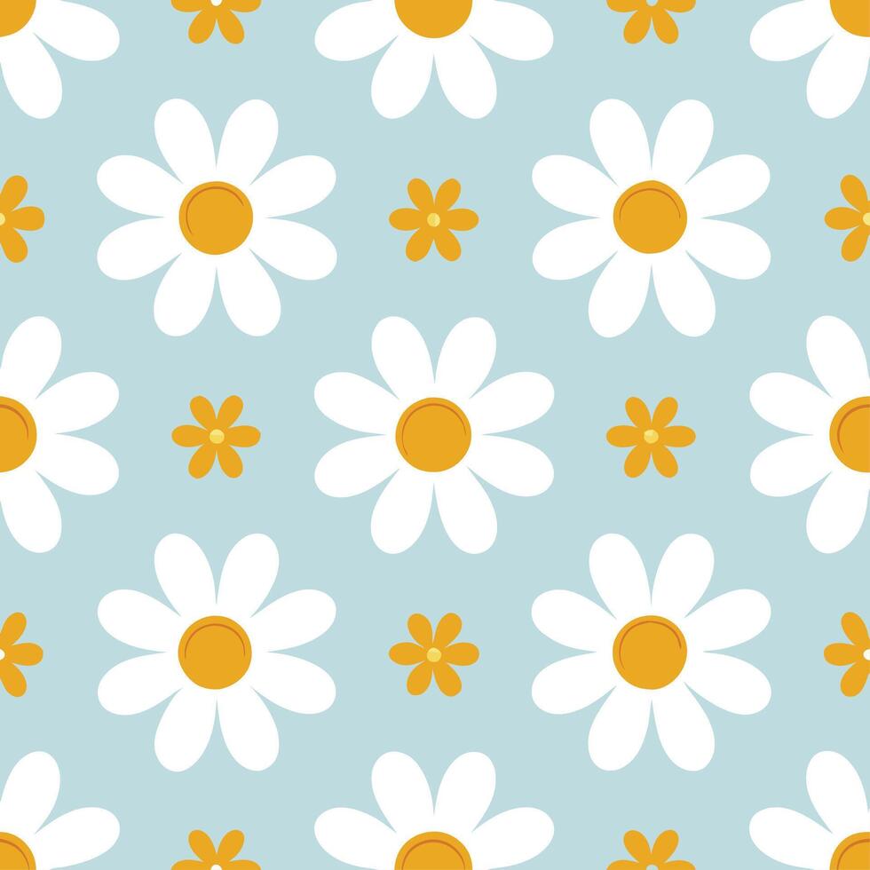 Playful spring flower seamless pattern with daisies and buttercups for cheerful living rooms vector