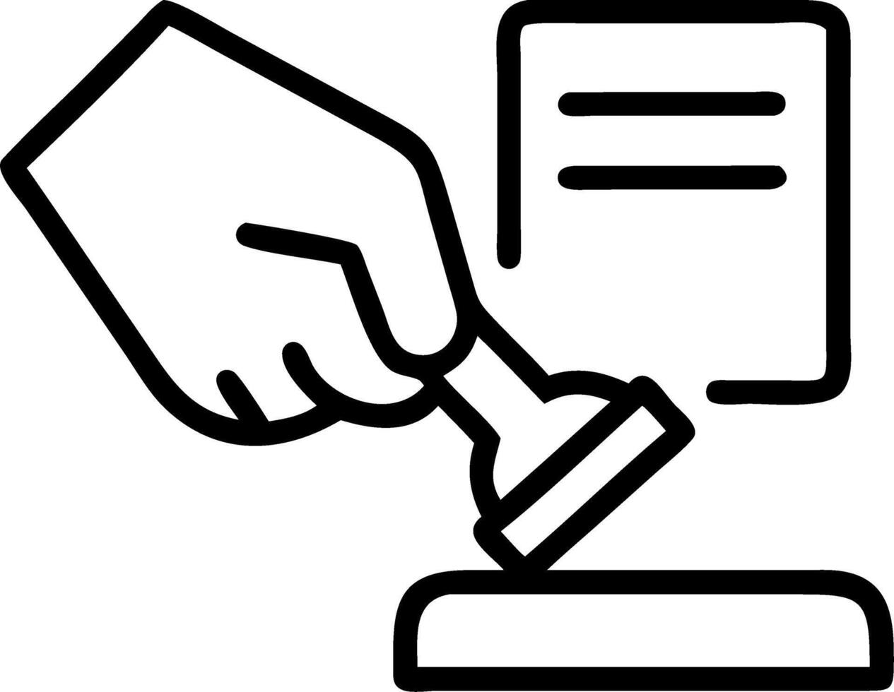Persons hand stamping approved stamp on certificate at desk representing notary work from home and COVID 19 isolation vector